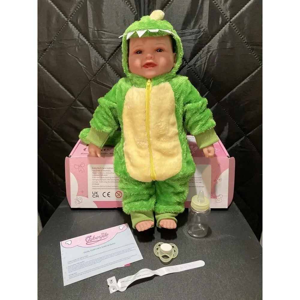 15inch Large Green Realistic Cute Soft Body Baby Doll With Accessories